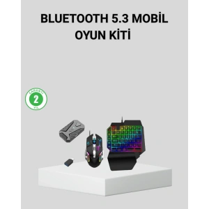 5in1 Mobil Oyun Kiti Bluetooth 5.3 Mini RGB Klavye Mouse Dönüştürücü Seti