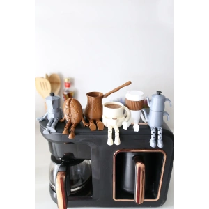 6lı Ayaklı Kahve Seti - Moka Pot - Kahve Tanesi - Çaydanlık - Cezve - Kahve Bardağı - Bardak