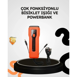 600 Lümen Bisiklet Ön Işık Powerbankli Çakar COB Led