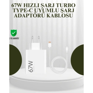 67W Güçlü Şarj Adaptörü ve Turbo Kablo Uzun Ömürlü Dayanıklı Tasarım