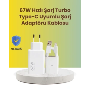 67W Hızlı Şarj Adaptörü ve Veri Aktarım Özellikli Type-C Kablo Seti