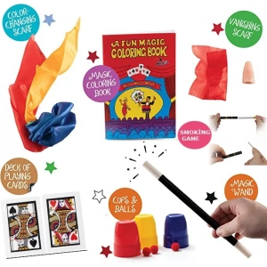 7 Parçalık Lüks Sihirbazlık Seti ( Defter-Mendilli Parmak-Deste-iskambil-Sigara-Kaybolan kupa-Mendil )