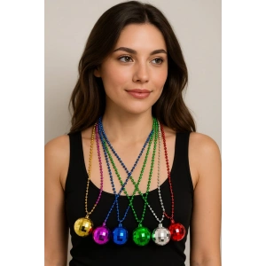 70&apos;ler 80&apos;ler ve 90&apos;lar Temalı Disko Topu Kolye Seti 6 Adet (5047)