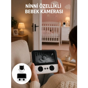 720P Bebek Kamerası Uzaktan Kontrollü Gece Görüşlü Monitör