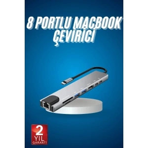 8 Port Çoklayıcı Macbook Ile Uyumlu Çoğaltıcı Type-C dönüştürücü TF SD kart