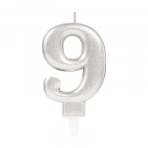9 Rakam Mum Gümüş Renk Bx40