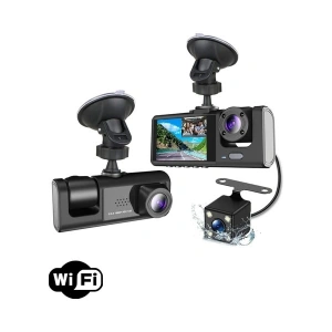A98 Tipi WiFi Full HD 3 Kameralı Araç İçi Güvenlik Kamerası Gece Görüşlü G Sensörlü