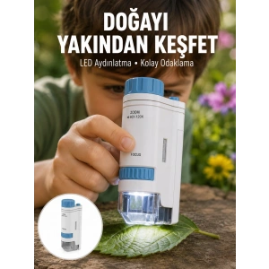 ABS Gövdeli Öğrenci ve Hobi Mikroskobu – Mavi Renk Yeni Nesil