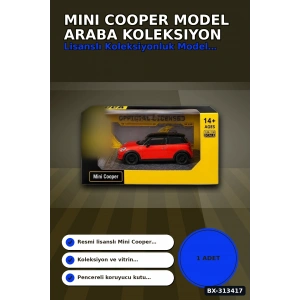 Açık Kırmızı 1/32 Mini Cooper Model Araba Koleksiyonluk Vitrin Oyuncak - Tekli BX-313417
