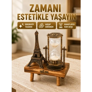 Ahşap Gövdeli Dekoratif Kum Saati – Masa Üstü El Sanatı Aksesuarı