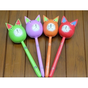 Ahşap Kedi Marakas Tekli Polos:29