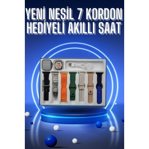 Akıllı Saat 7 Kordon Hediyeli Takvim Alarm Nabız Ölçer Bildirim Görme Sesli Görüşme