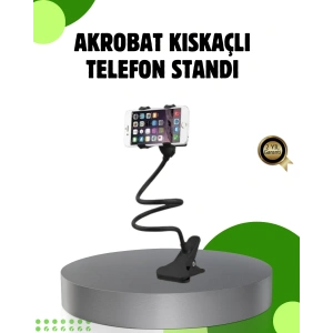 Akrobat Masaüstü Mandallı Telefon Tutucu 360 Derece Dönebilen