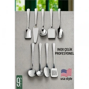 Amerikan Tip Servis Seti 9 Parça - Profesyonel Paslanmaz Çelik Çeyiz Seti