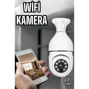 Ampul Görünümlü Güvenlik Kamerası Duylu Wifi Kamerası Dönebilen