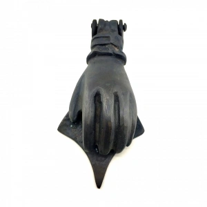 Antika Tarz Dekoratif Pirinç El Kapı Tokmağı, Taktak - 167x75 Mm, Oksit