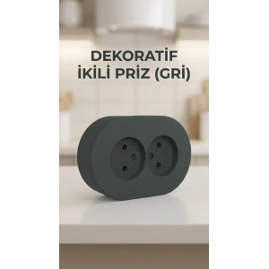 Antrasit Çiftli Sıva Üstü Topraklı Priz – Modern Elektrik Tasarımı