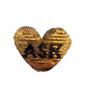 Aplike Ütü İle Yapışan Aşk Yazılı Pullu Sarı Arma 4x4 cm