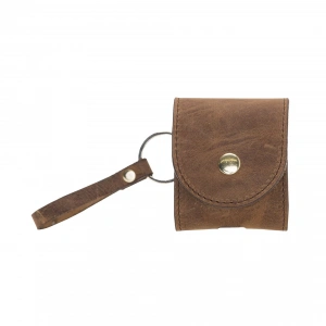 Apple AirPods 2.nesil Uyumlu Deri Kılıf Mai Snap G2 Antik Kahve