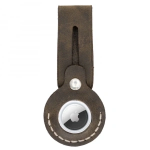 Apple AirTag Uyumlu Deri Anahtarlık Beta AA16 Kahve