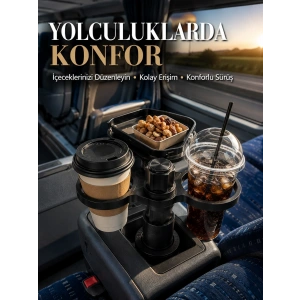 Araç Bardaklık Genişletici Çift Bardak Tutucu ve Tepsili Düzenleyici