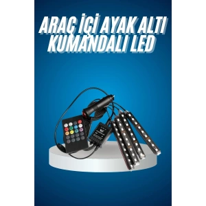 Araç Içi Aydınlatma Kumandalı 12 Led Ayak Altı Led Ambiyans Işığı Sese Duyarlı Kumandalı
