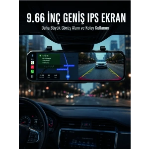Araç İçi Ayna Carplay Dokunmatik Multimedya ve Kamera Kayıt Ekranı