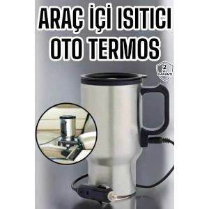 Araç İçi Çelik Su Isıtıcı Termos Bardak Çakmak Girişli Kupa Görünümlü