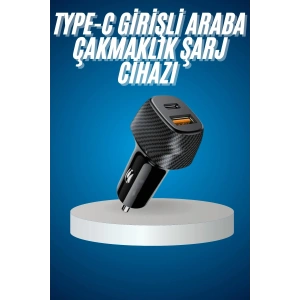 Araç İçi Hızlı Şarj Soketi 38W Oto Çakmaklık Type-C Araba Çakmaklık