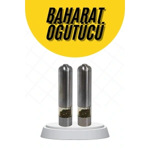 Baharat Öğütücü Paslanmaz Ayarlanabilir Otomatik Pilli Işıklı Tuz & Karabiber