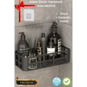 Banyo Düzenleyici Organizer Şampuanlık Havlupan Askısı Havluluk Siyah Banyo Duş Rafı Mutfak Rafı