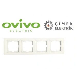 Beyaz Dörtlü Çerçeve - Priz ve Anahtar İçin Uyumlu Çerçeve
