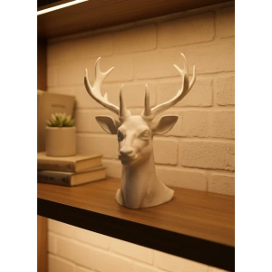 Beyaz Geyik Biblo 23 cm Dekoratif Modern Tasarım