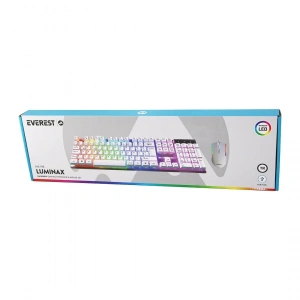 Beyaz Gökkuşağı Işıklı Usb Kablolu Oyuncu Klavye - Mouse Set Bx40
