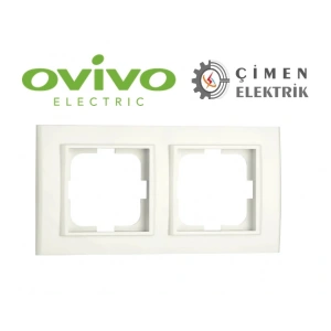 Beyaz İkili Çerçeve - Priz ve Anahtar İçin Uyumlu Çerçeve