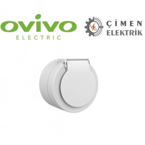 Beyaz Kapaklı Topraklı Priz Sıva Üstü