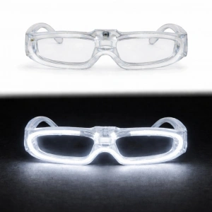Beyaz LED Işıklı Parti Gözlüğü - 3 Modlu
