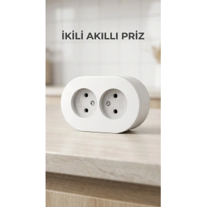 Beyaz Renk Çift Girişli Sıva Üstü Topraklı Duvar Prizi