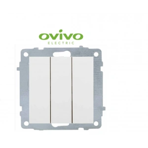 Beyaz Üçlü Anahtar Çerçevesiz Grano - Priz ve Anahtar İçin Uyumlu Çerçeve