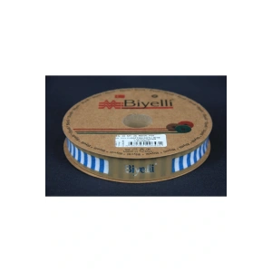 Biye Kalın Çizgili Katlı F08 Petrol 2 cm 25 Metre %65 Koton %35 Polyester