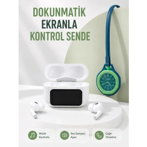 Bluetooth 5.4 Kablosuz Kulaklık Yeşil Askılı Analog Charm Saat İkili Set
