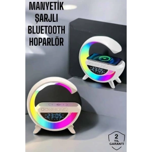 Bluetooth Hoparlör 15W Kablosuz Hızlı Şarj LED Gece Lambası