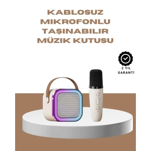 Bluetooth Karaoke Mikrofon ve Hoparlör Seti Taşınabilir