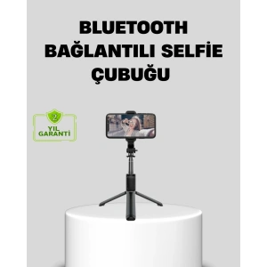 Bluetooth Selfie Çubuğu – 360° Dönebilen Başlık, Kablosuz Bağlantı