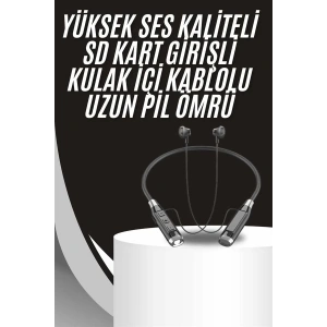 Boyun Bantlı Kulak İçi Kablolu Yüksek Ses Kaliteli Bluetooth Kulaklık