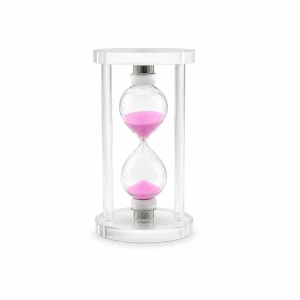 BÜYÜK CAM KUM SAATİ CAM STANDLI= ÇAP: 7.5CM-YÜKSEKLİK: 15CM (5047)