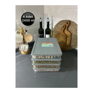 Buzdolabı Düzenleyici Buzdolabı Saklama Kabı Buzluk Kabı 2400 ml ( 4 Adet )