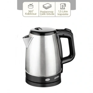 ÇELİK KETTLE 1.7LT GİZLİ REZİSTANS - KABLOSUZ SK-8015 (5047)