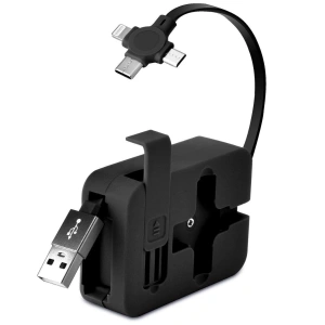 Cep Tipi Telefon Tutuculu Makaralı Uzayıp Kısalabilen 3ü 1 Arada USB Şarj Kablosu