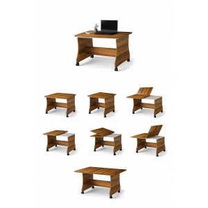 Ceviz Modüler Tekerlekli Çalışma Masası – 120x95x65 cm – Demonte